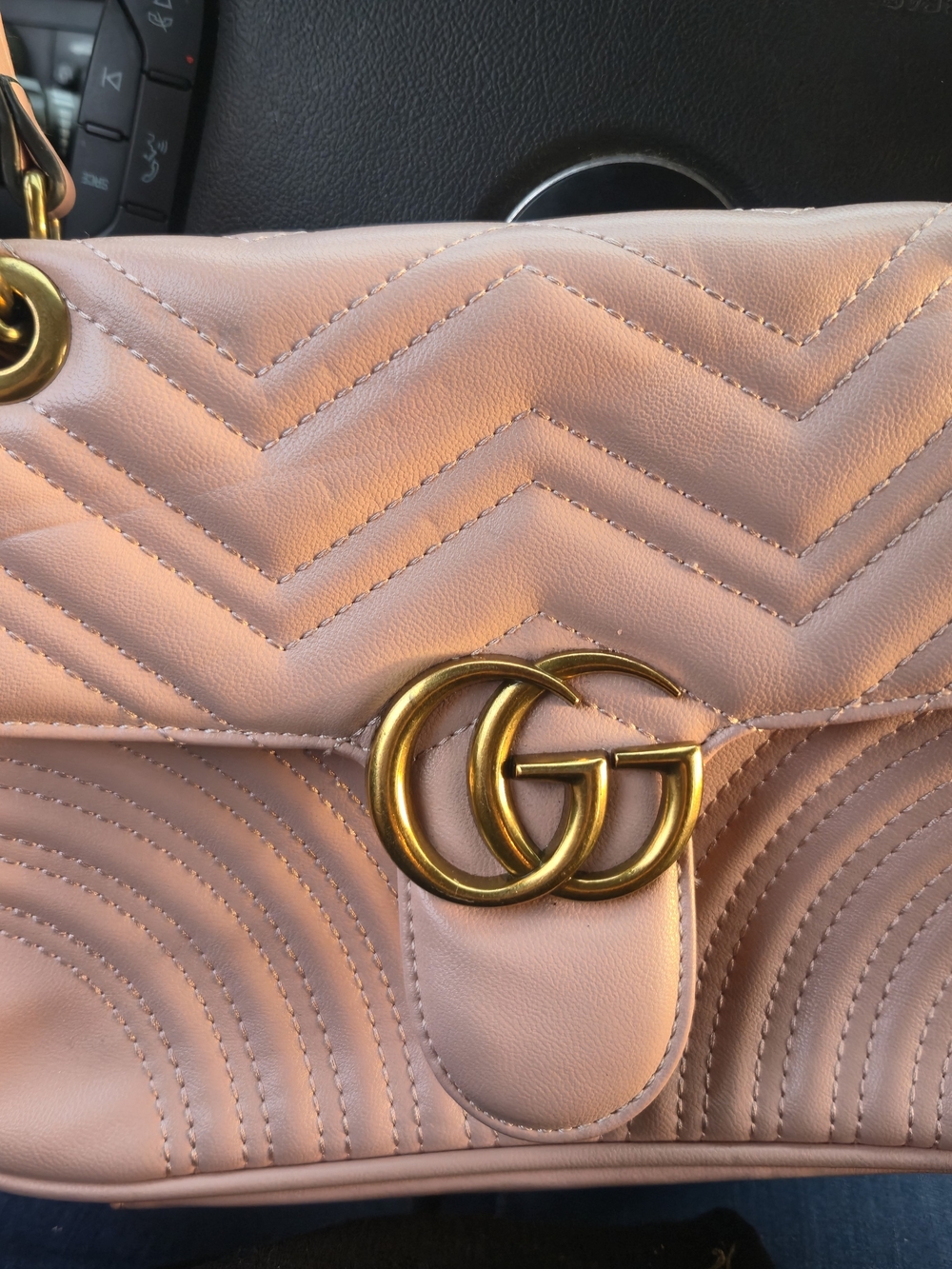 Gucci Blush Pink Chevron Matelassé Shoulder Bag with Gold Double G